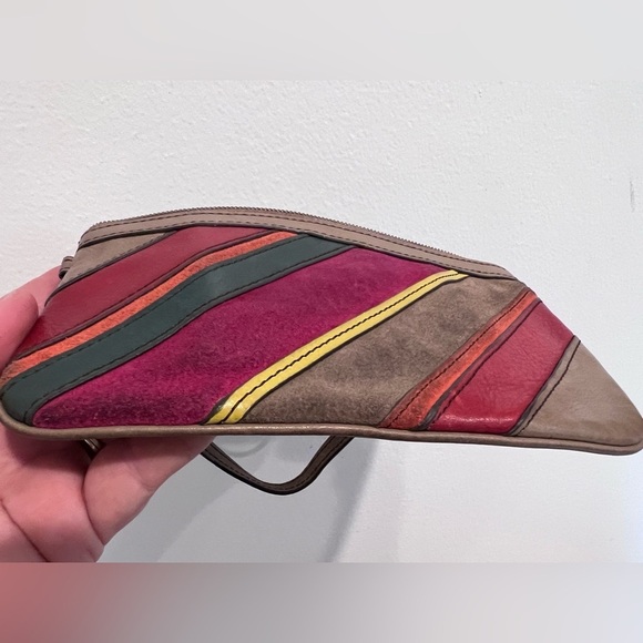 Fossil Patchwork Leather Multicolor Wristlet Wallet Key Per Soft - Picture 5 of 5
